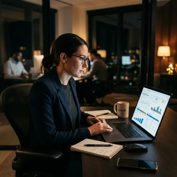 Performance marketing specialist reviewing live PPC campaign ROAS