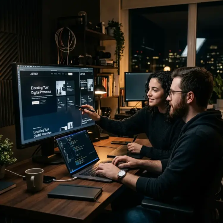 Professional web developer building high-converting responsive site layout